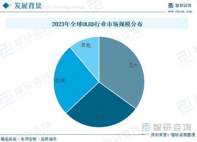 2023年全球OLED行业市场规模分布