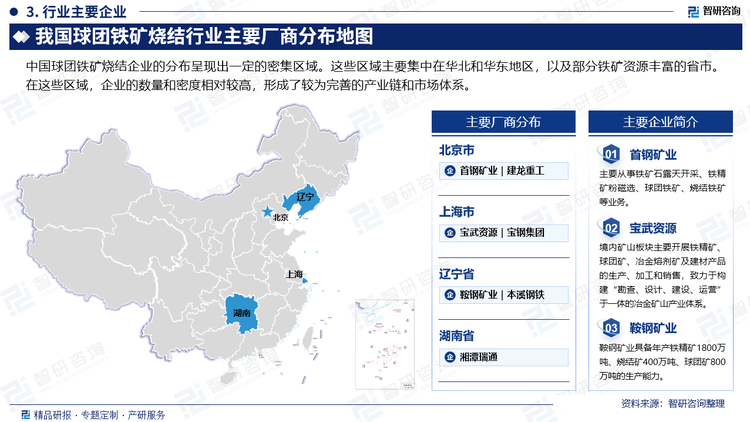 中國(guó)球團(tuán)鐵礦燒結(jié)企業(yè)的分布呈現(xiàn)出一定的密集區(qū)域。這些區(qū)域主要集中在華北和華東地區(qū)，以及部分鐵礦資源豐富的省市。在這些區(qū)域，企業(yè)的數(shù)量和密度相對(duì)較高，形成了較為完善的產(chǎn)業(yè)鏈和市場(chǎng)體系。