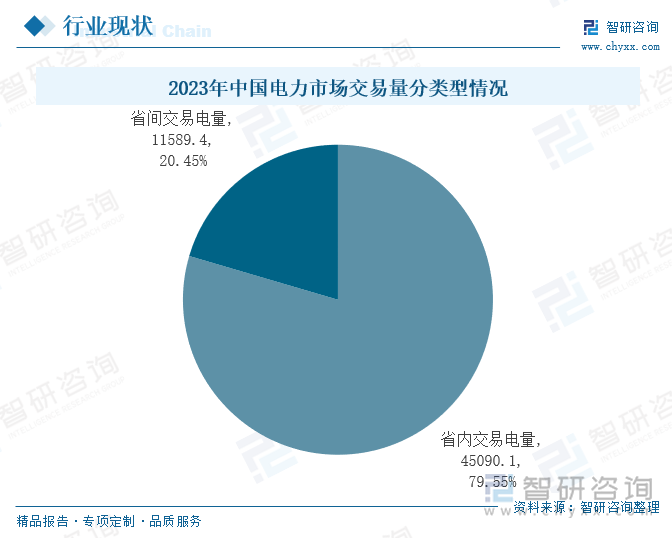 2023年中国电力市场交易量分类型情况