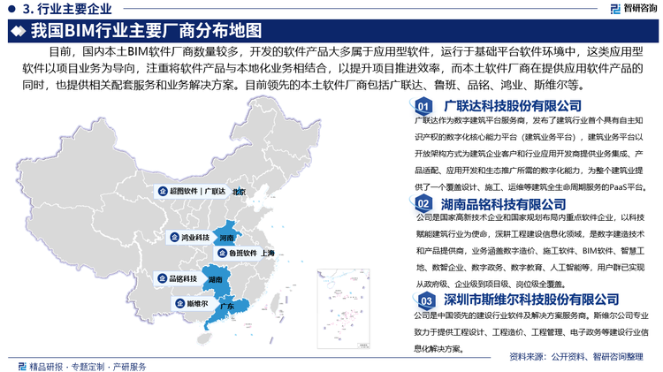 其中，广联达作为数字建筑平台服务商，立足建筑产业，围绕工程项目的全生命周期，为客户提供数字化软硬件产品、解决方案及相关服务。2023年联达实现营业收入65.25亿元，其中，数字成本业务收入51.7亿元，占总营收的79.24%；数字施工业务收入8.62亿元，占总营收的13.21%；数字设计业务收入0.87亿元，占总营收的1.34%。