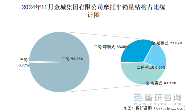 2024年11月金城集团有限公司摩托车销量结构占比统计图