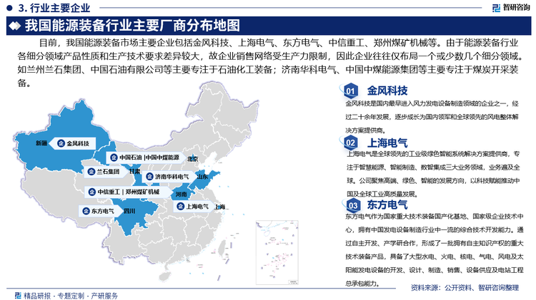 东方电气是重要的能源装备研究开发制造集团和工程承包特大型企业之一，产品和服务遍及全球近80个国家和地区，从1994年起连续入选ENR全球250家最大国际工程承包商之列，在能源装备领域具有较强的竞争力和影响力。东方电气拥有完善的能源装备制造和服务体系。据企业公告数据显示，2023年东方电气发电设备制造行业收入606.77亿元，其中，可再生能源装备收入138.38亿元，清洁高效能源装备收入205.89亿元。