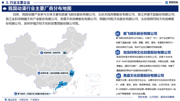 据企业公告数据显示，2023年，奥飞娱乐实现营业收入27.39亿元，同比增长3.09%。其中，玩具销售实现营业收入11.67亿元，占总营收的42.62%；影视类实现营业收入3.49 亿元，占总营收的12.73%；婴童用品实现营业收入10.72亿元，占总营收的39.16%；电视媒体实现营业收入0.73亿元，占总营收的2.66%；游戏类实现营业收入0.10亿元，占总营收的0.36%；其他类实现营业收入0.68亿元，占总营收的2.48%。