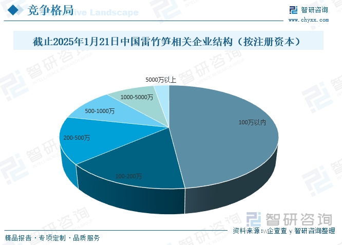 截止2025年1月21日中國(guó)雷竹筍相關(guān)企業(yè)結(jié)構(gòu)（按注冊(cè)資本）