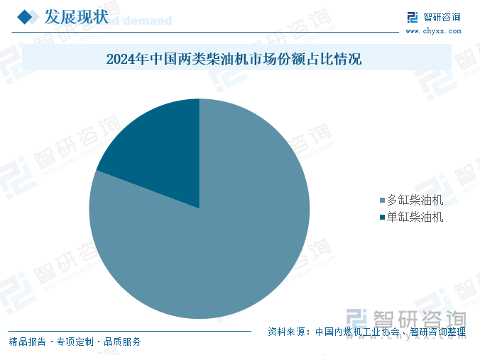 2024年中国两类柴油机市场份额占比情况