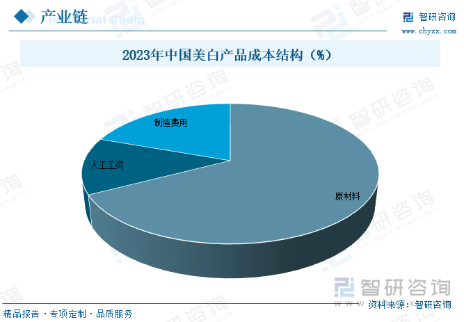 2023年中国美白产品成本结构（%）