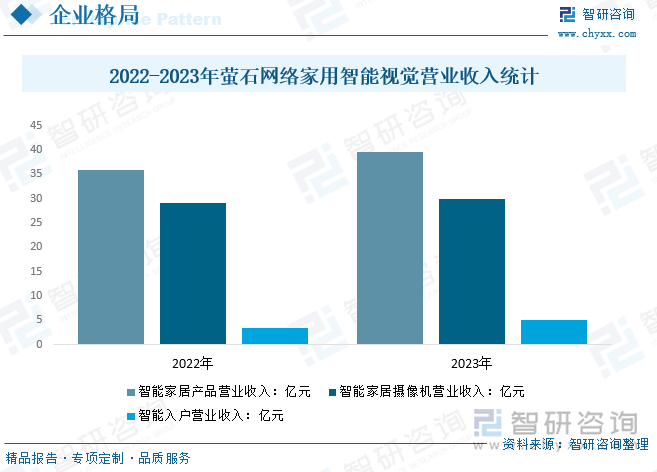 2022-2023年萤石网络家用智能视觉营业收入统计