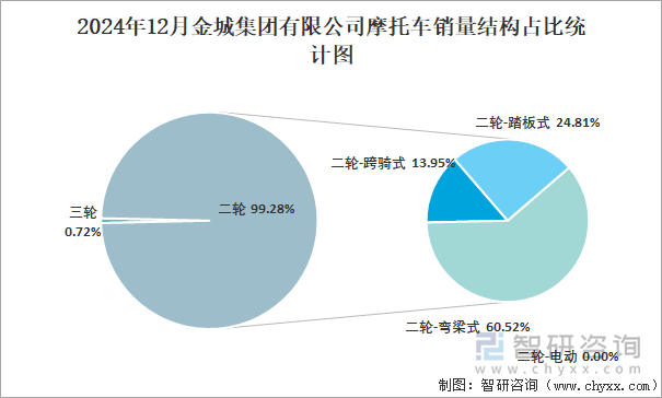 2024年12月金城集团有限公司摩托车销量结构占比统计图