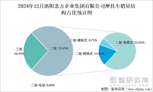 2024年12月洛阳北方企业集团有限公司摩托车销量结构占比统计图