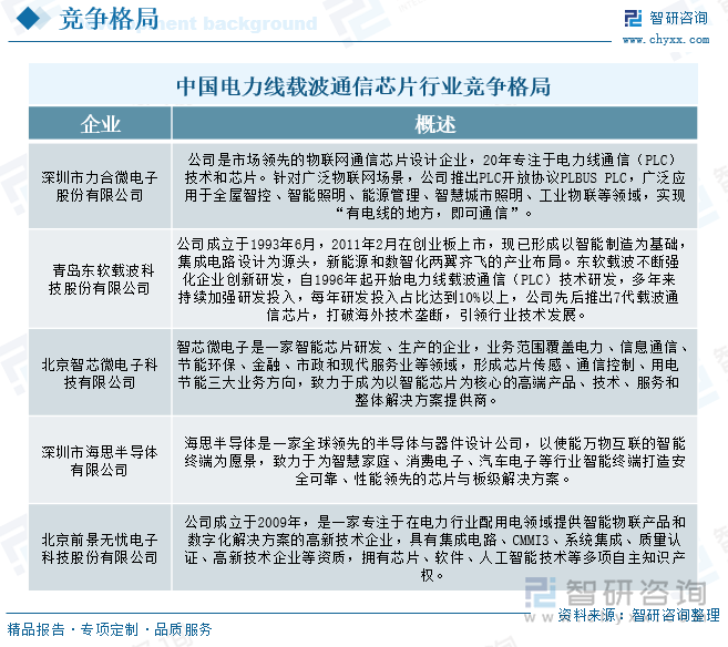 中国电力线载波通信芯片行业竞争格局