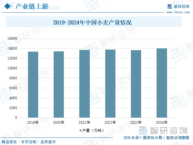 2019-2024年中國小麥產(chǎn)量情況