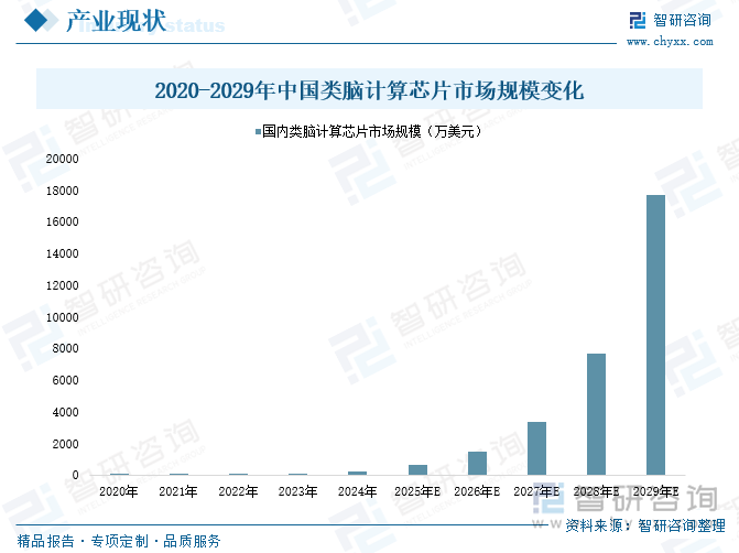 2020-2029年中国类脑计算芯片市场规模变化