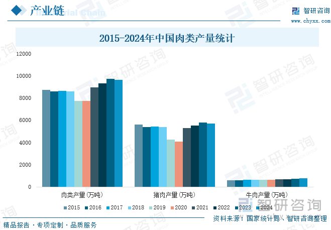 2015-2024年中国肉类产量统计