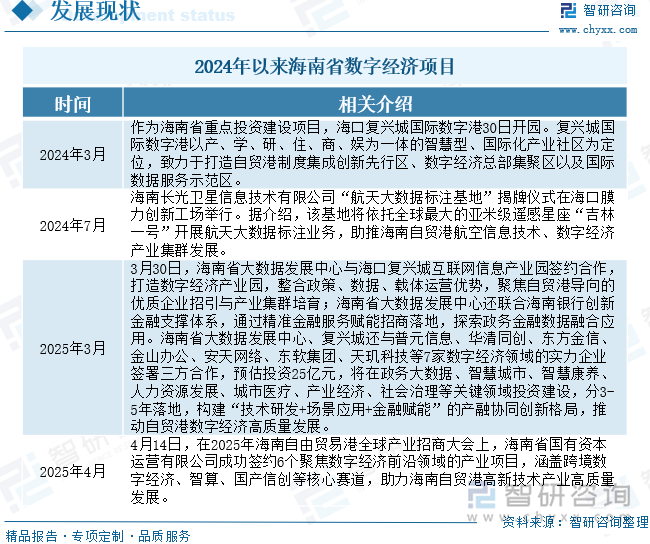 2024年以来海南省数字经济项目