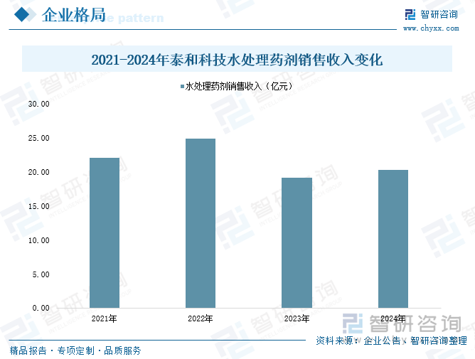 2021-2024年泰和科技水處理藥劑銷售收入變化