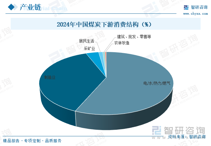 2024年中國煤炭下游消費結(jié)構(gòu)（%）