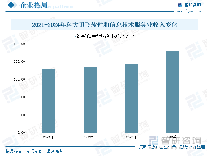 2021-2024年科大訊飛軟件和信息技術服務業收入變化