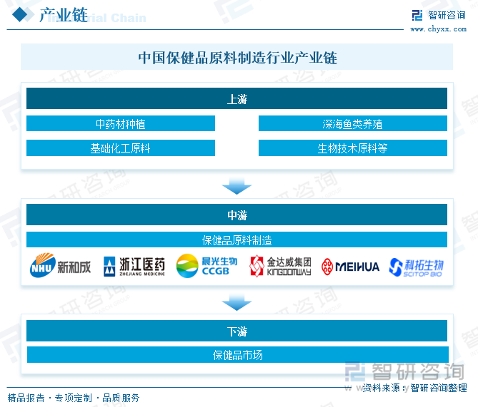 中國保健品原料制造行業產業鏈
