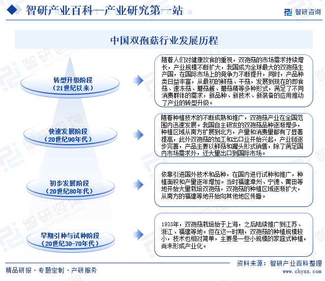 中國雙孢菇行業(yè)發(fā)展歷程