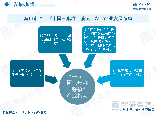 海口市“一區(qū)十園三集群一強鎮(zhèn)”農(nóng)業(yè)產(chǎn)業(yè)發(fā)展布局