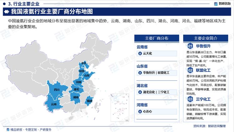 中國(guó)液氨行業(yè)企業(yè)的地域分布呈現(xiàn)出顯著的地域集中趨勢(shì)，云南、湖南、山東、四川、湖北、河南、河北、福建等地區(qū)成為主要的企業(yè)集聚地。