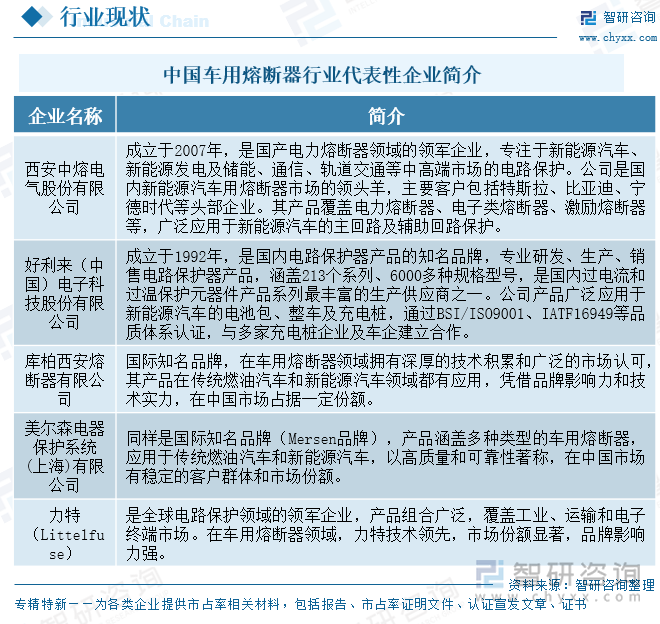 中國車用熔斷器行業(yè)代表性企業(yè)簡(jiǎn)介