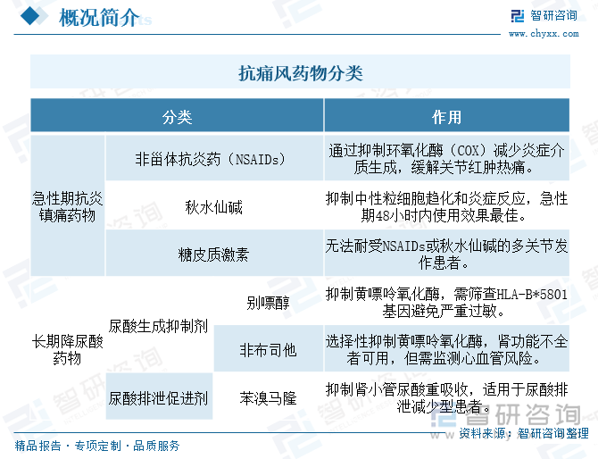 抗痛風(fēng)藥物分類