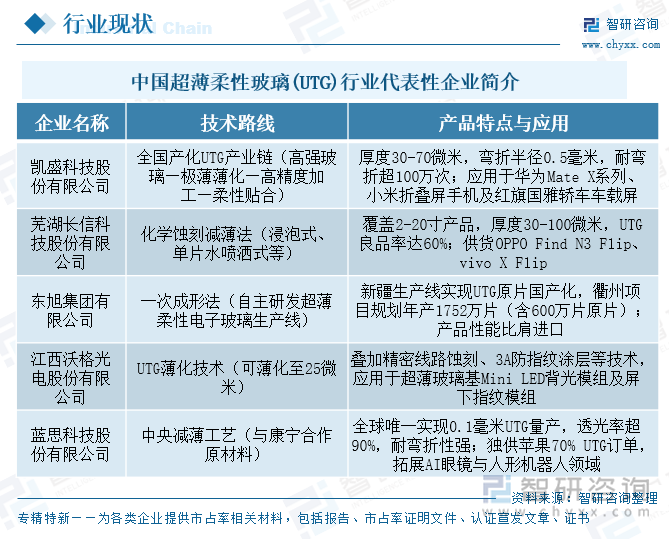 中國(guó)超薄柔性玻璃(UTG)行業(yè)代表性企業(yè)簡(jiǎn)介