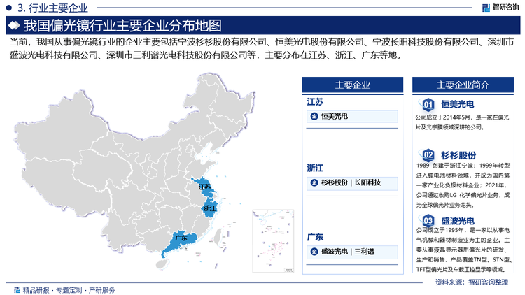 在中國市場，偏光鏡企業(yè)通過技術創(chuàng)新和產(chǎn)業(yè)升級，逐漸提升了市場競爭力。然而，與國際領先企業(yè)相比，國內(nèi)企業(yè)在高端產(chǎn)品和技術研發(fā)方面仍存在一定差距。不過，隨著國內(nèi)企業(yè)不斷加大研發(fā)投入和產(chǎn)能擴張，這一差距正在逐漸縮小。目前，國內(nèi)偏光鏡行業(yè)相關企業(yè)主要包括寧波杉杉股份有限公司、恒美光電股份有限公司、寧波長陽科技股份有限公司、深圳市盛波光電科技有限公司、深圳市三利譜光電科技股份有限公司等。預計未來隨著行業(yè)的不斷發(fā)展，市場競爭日益激烈。