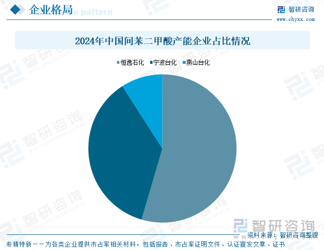 2024年中國間苯二甲酸產(chǎn)能企業(yè)占比情況