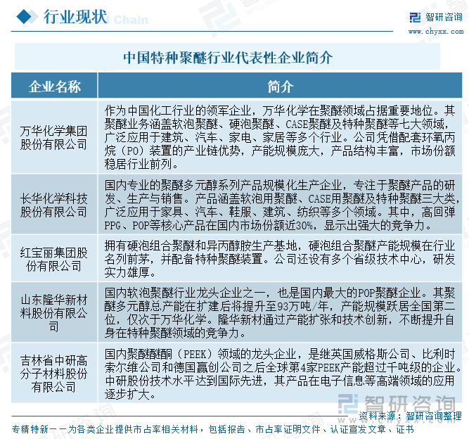 中國(guó)特種聚醚行業(yè)代表性企業(yè)簡(jiǎn)介