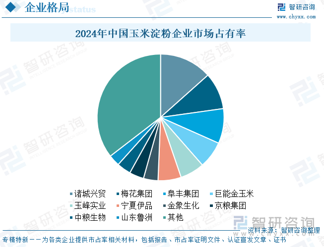 2024年中國(guó)玉米淀粉企業(yè)市場(chǎng)占有率