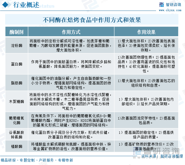 不同酶在焙烤食品中作用方式和效果