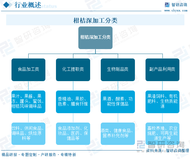 柑桔深加工分類
