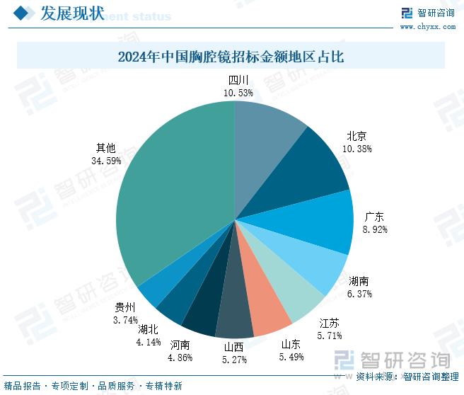 2024年中國胸腔鏡招標(biāo)金額地區(qū)占比