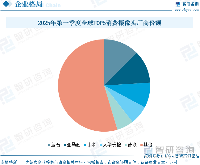 2025年第一季度全球TOP5消费摄像头厂商份额