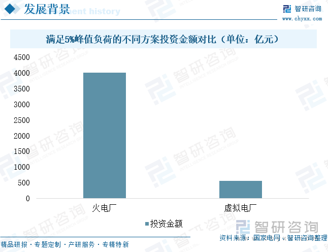 满足5%峰值负荷的不同方案投资金额对比（单位：亿元）