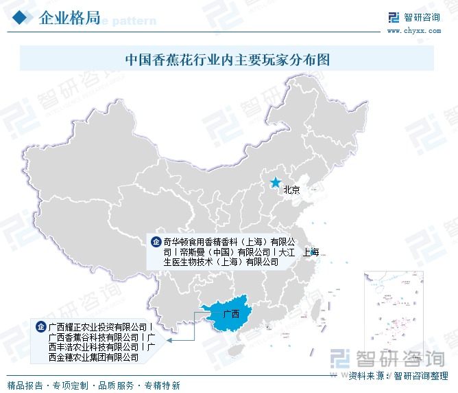 中國香蕉花行業(yè)內(nèi)主要玩家分布圖