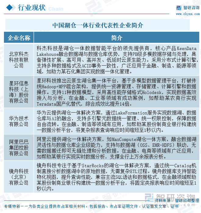 中國湖倉一體行業(yè)代表性企業(yè)簡(jiǎn)介