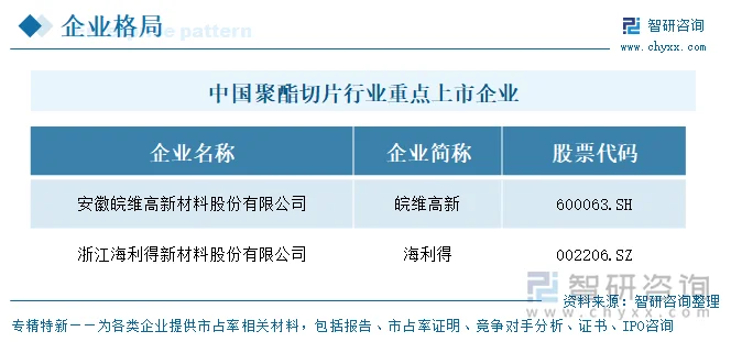 中国聚酯切片行业重点上市企业