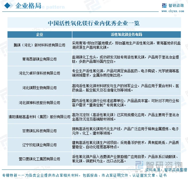 中国活性氧化镁行业内优秀企业一览
