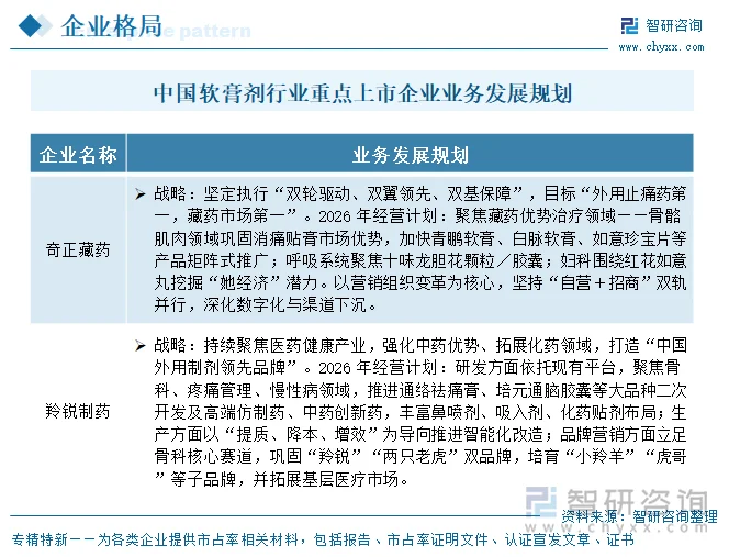 中国软膏剂行业重点上市企业业务发展规划